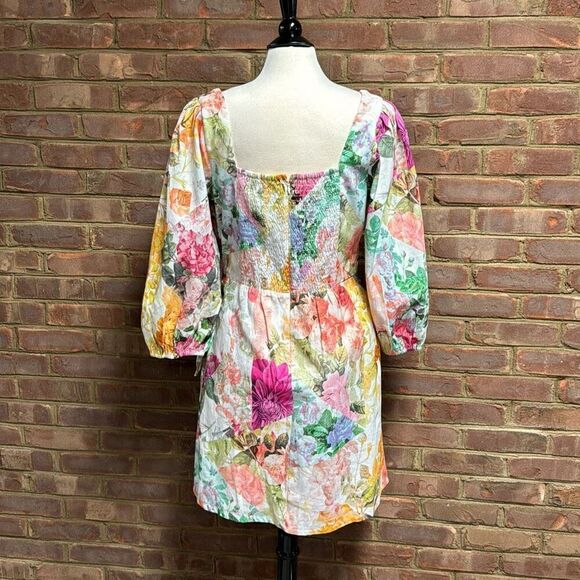Vince Camuto Faux Wrap Square Neck Floral Print Dress Size 16 NEW - Picture 5 of 10